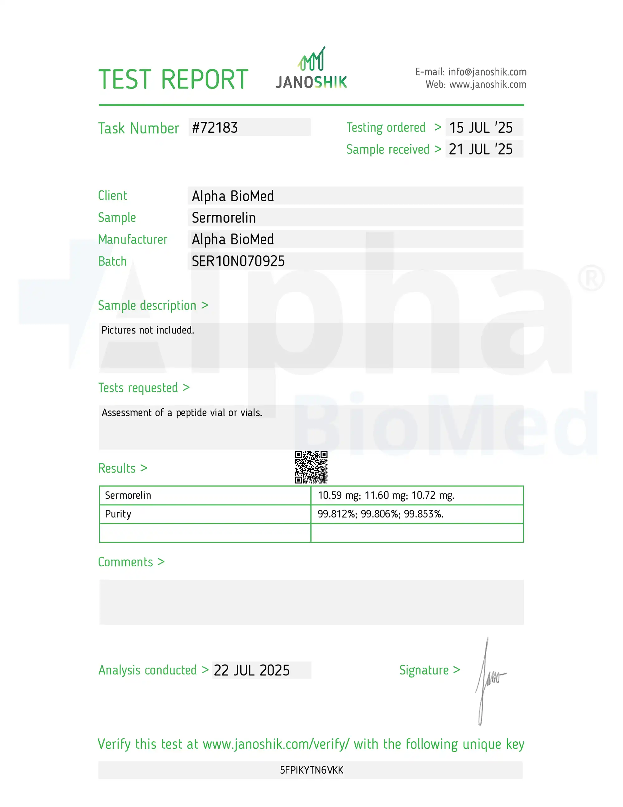 Sermorelin 10mg report